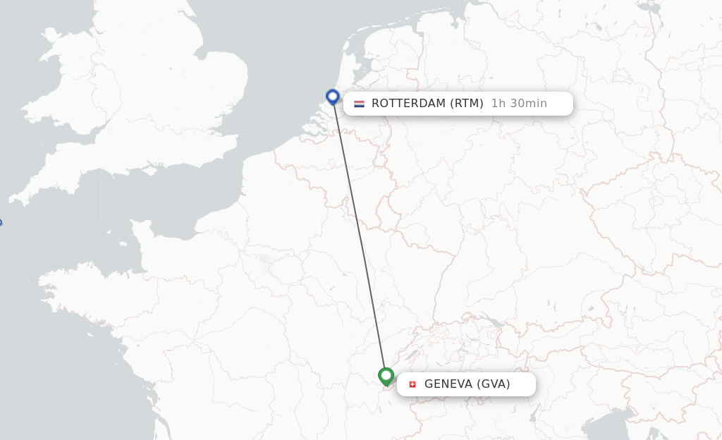 Flights from Geneva to Rotterdam route map