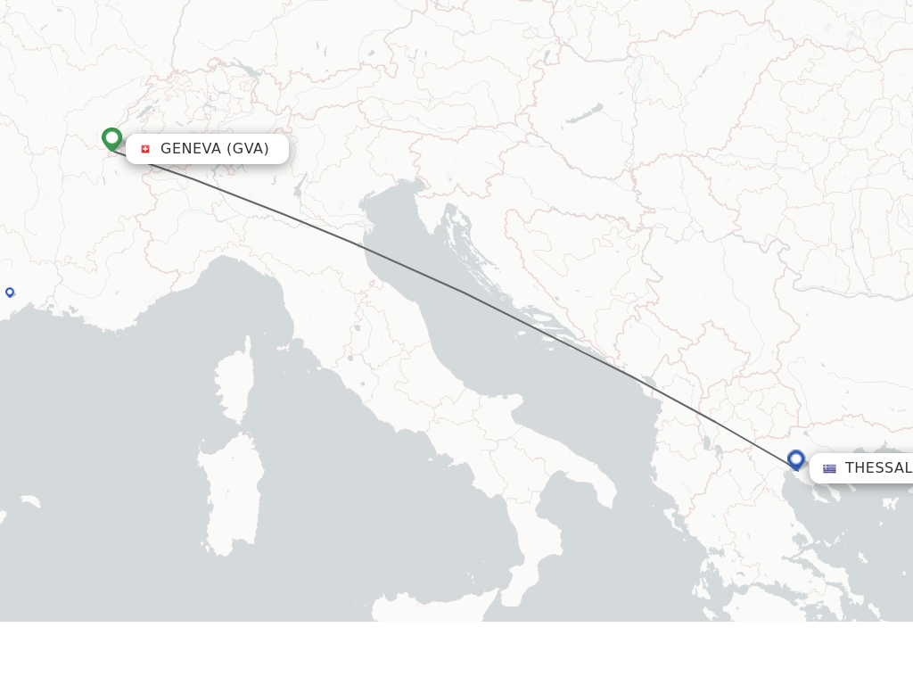 Flights from Geneva to Thessaloniki route map