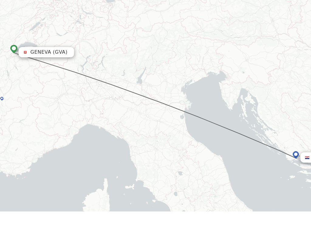 Flights from Geneva to Split route map