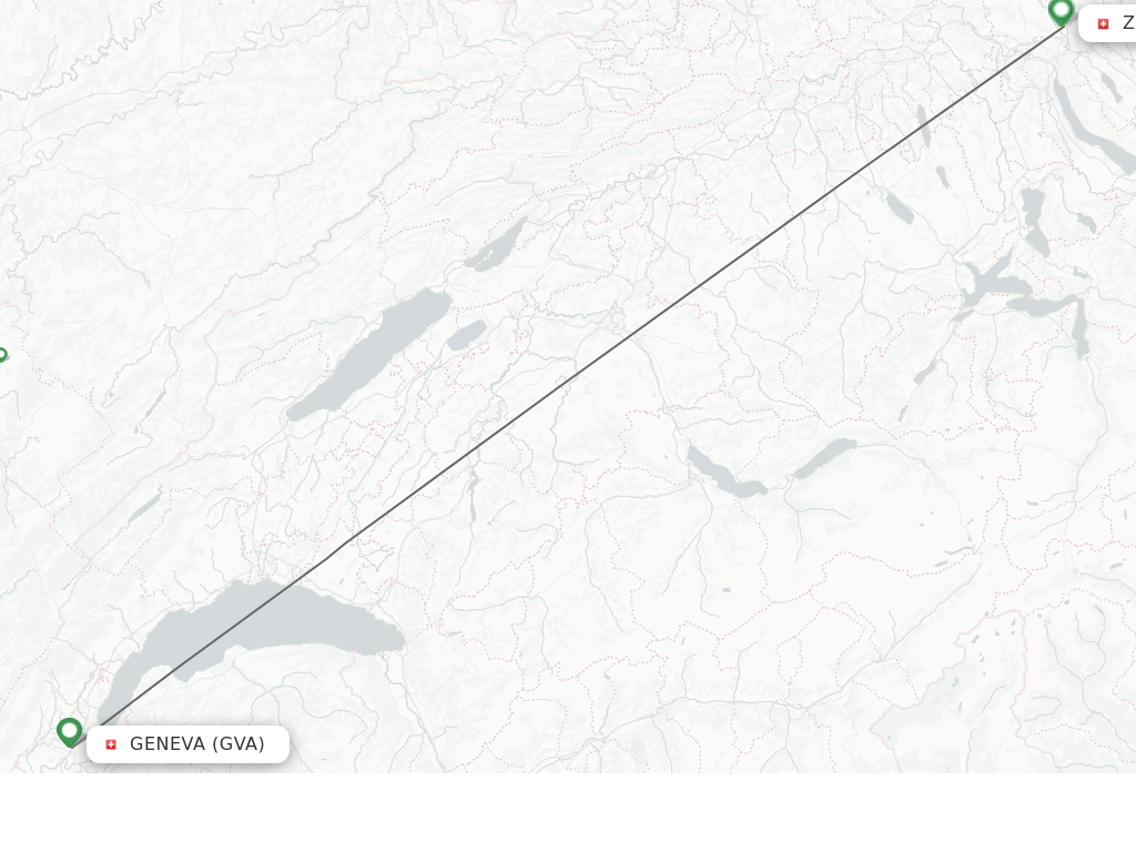 Flights from Geneva to Zurich route map