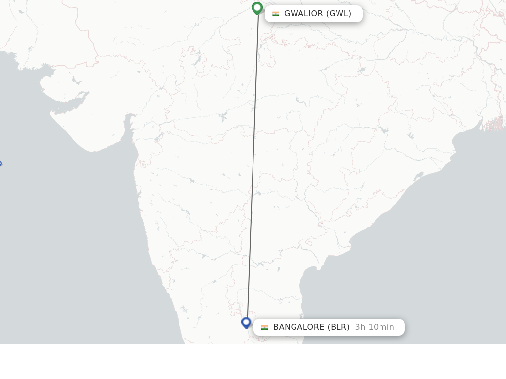 Flights from Gwalior to Bengaluru route map