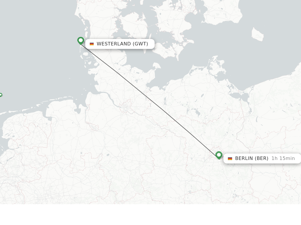 Flights from Westerland to Berlin route map