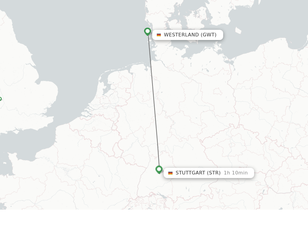 Flights from Westerland to Stuttgart route map