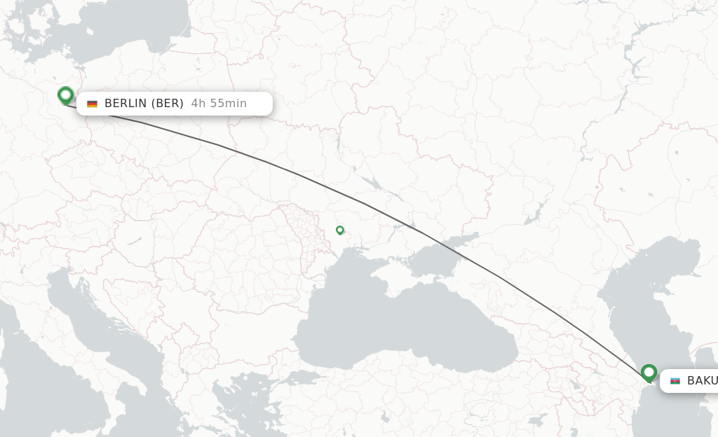 Flights from Baku to Berlin route map