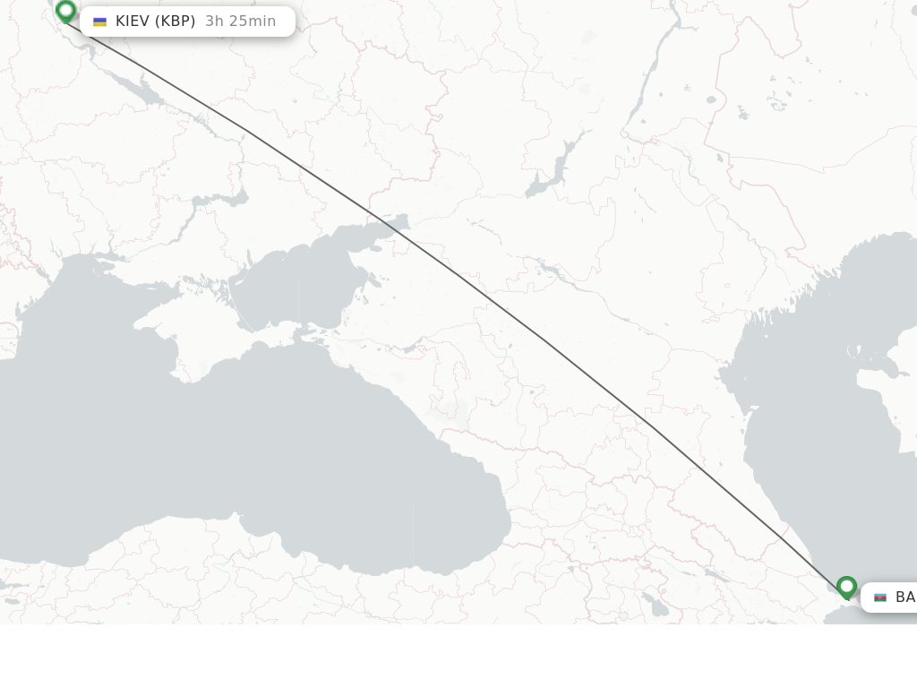 Flights from Baku to Kiev/Kyiv route map