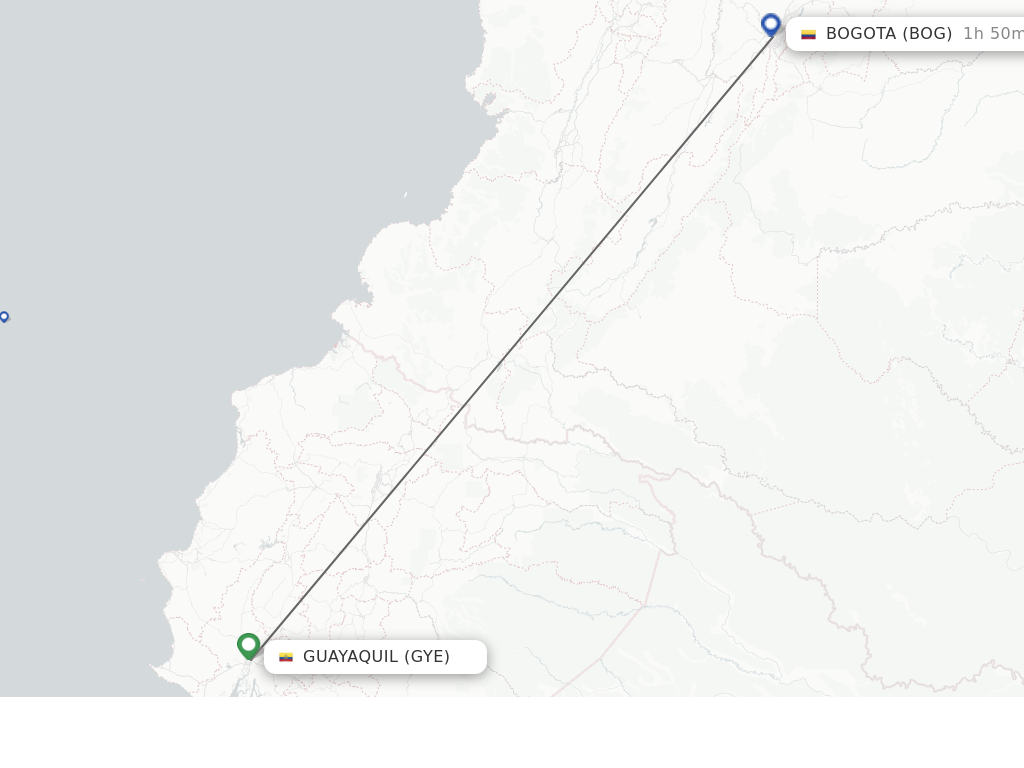 Flights from Guayaquil to Bogota route map