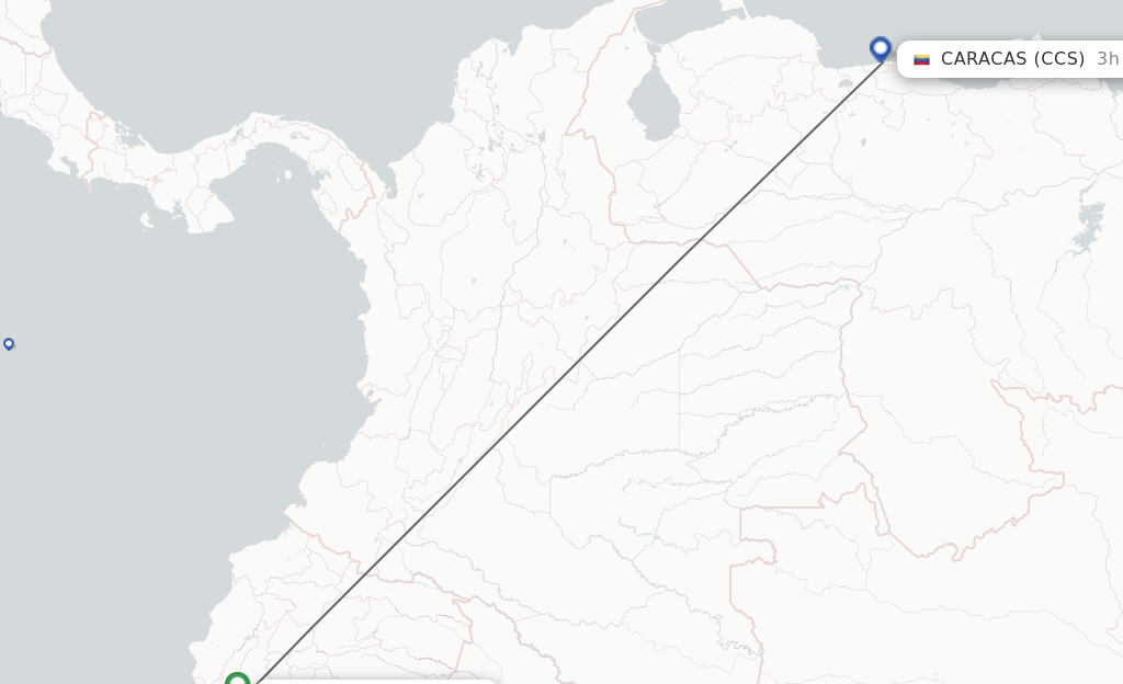 Flights from Guayaquil to Caracas route map