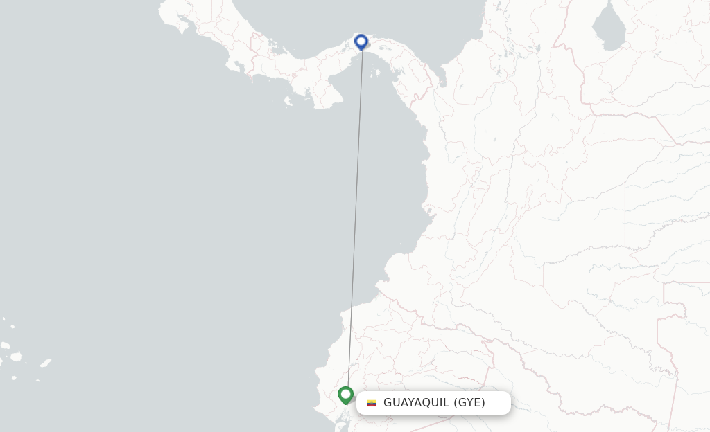 Route map with flights from Guayaquil with Copa Airlines