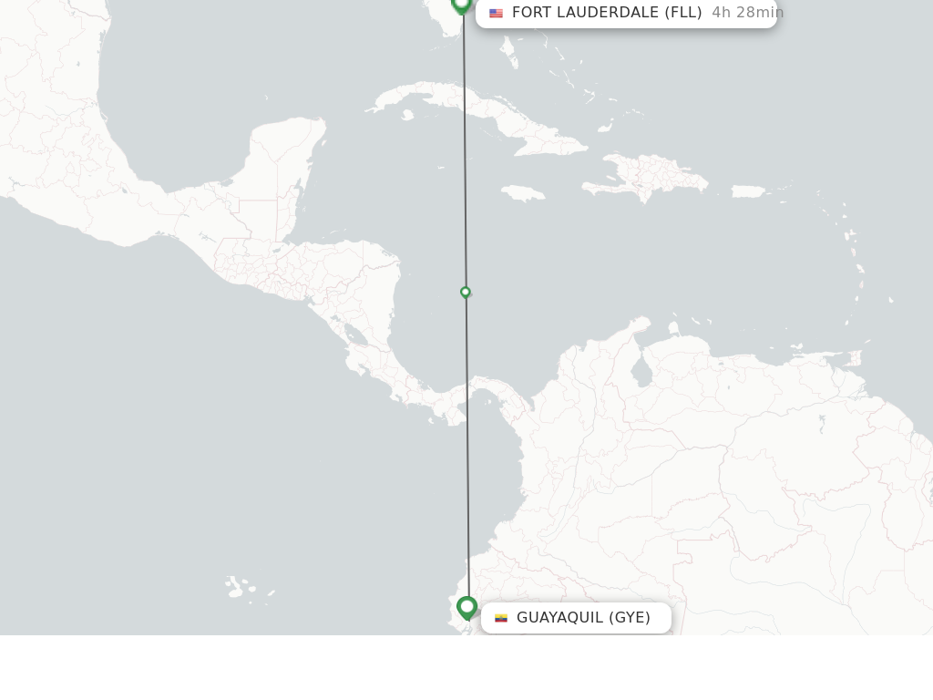 Flights from Guayaquil to Fort Lauderdale route map