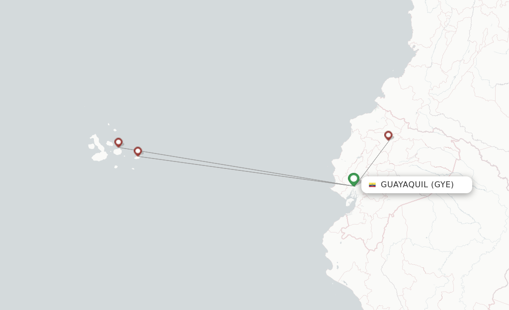 Route map with flights from Guayaquil with Heavylift Cargo