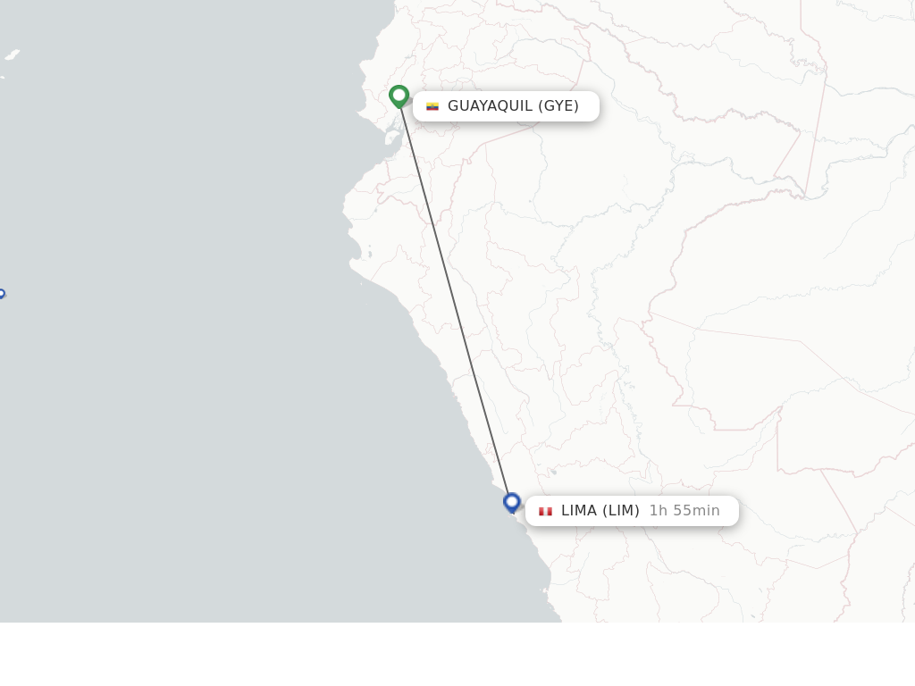 Flights from Guayaquil to Lima route map