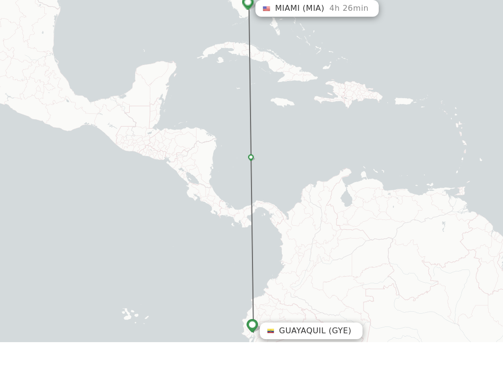 Flights from Guayaquil to Miami route map