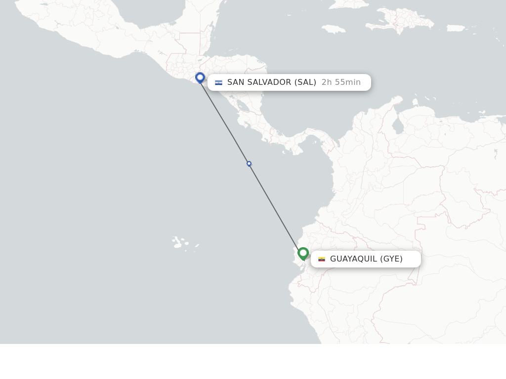 Flights from Guayaquil to San Salvador route map