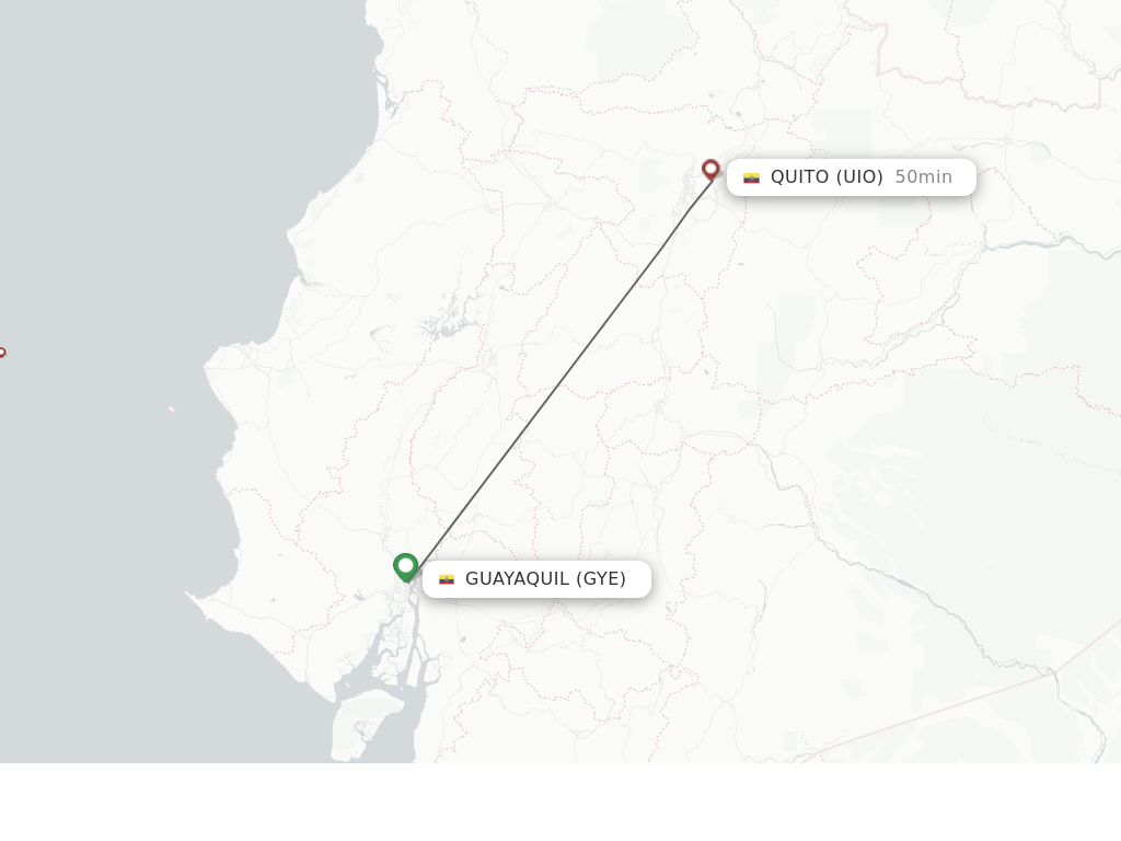 Flights from Guayaquil to Quito route map