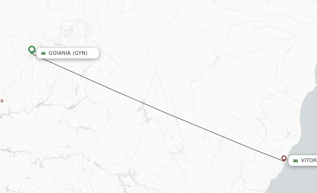 Flights from Goiania to Vitoria route map