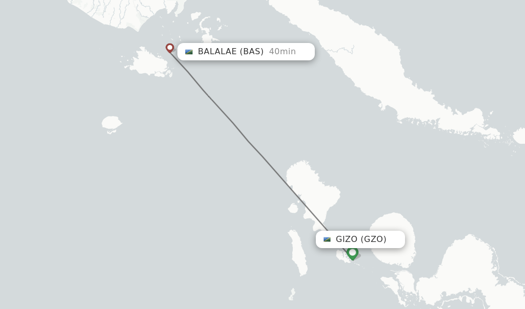 Flights from Gizo to Balalae route map