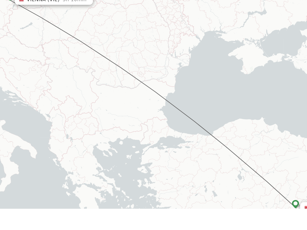 Flights from Vienna to Gaziantep route map