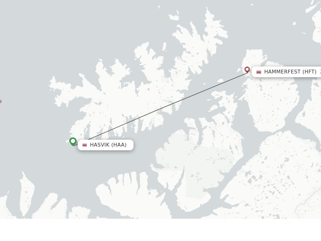 Flights from Hasvik to Hammerfest route map
