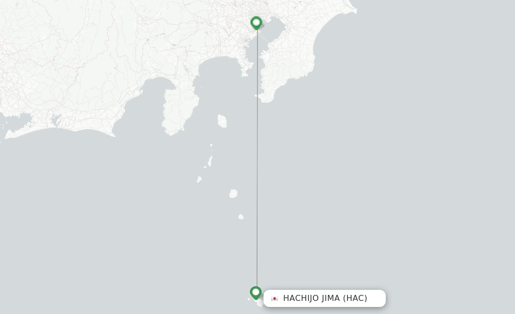 Route map with flights from Hachijo Jima with ANA