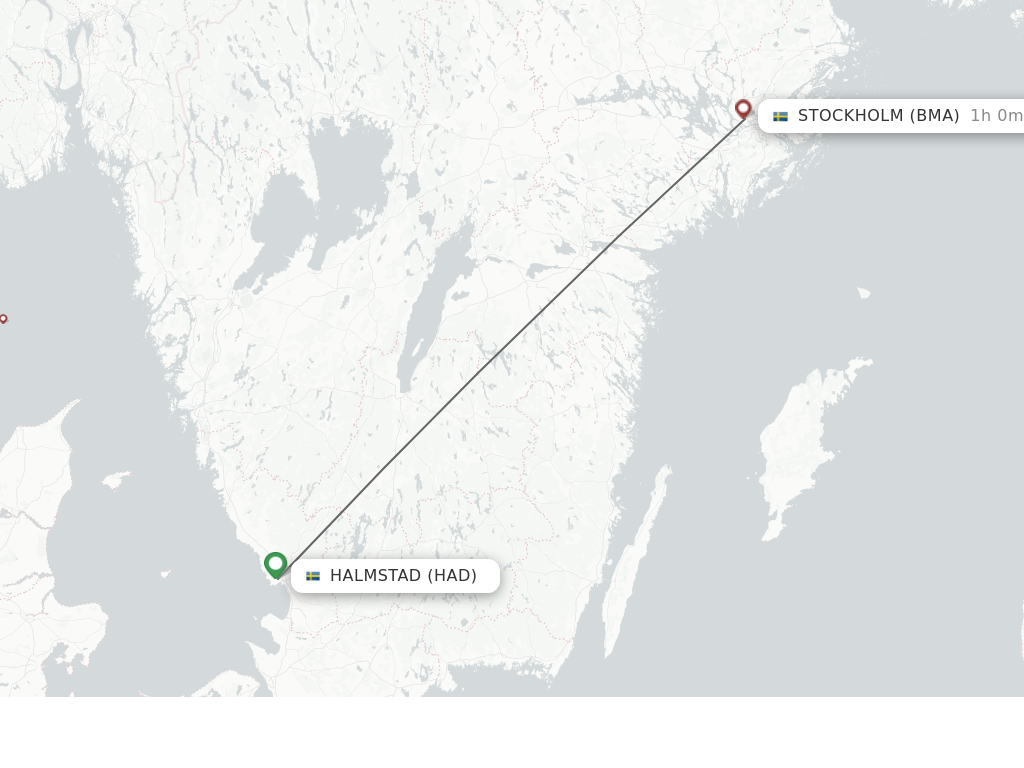 Flights from Halmstad to Stockholm route map
