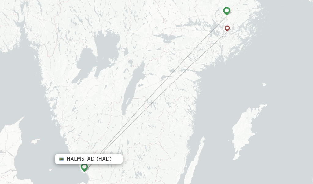Flights from Halmstad to Pristina route map