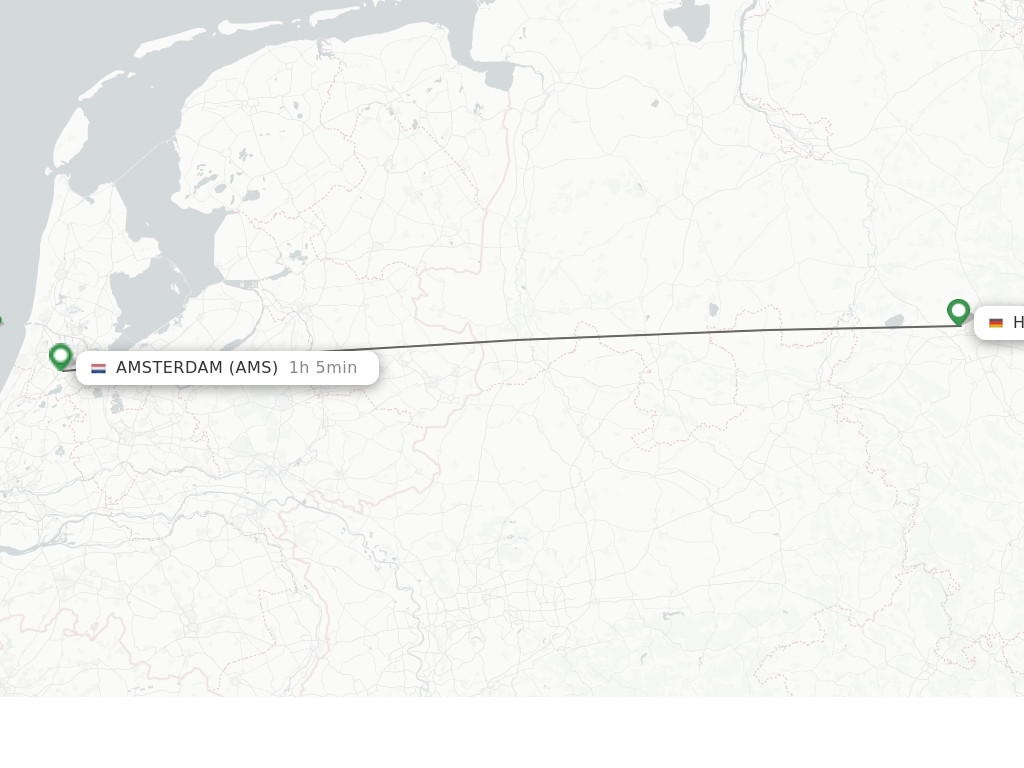 Flights from Hanover to Amsterdam route map