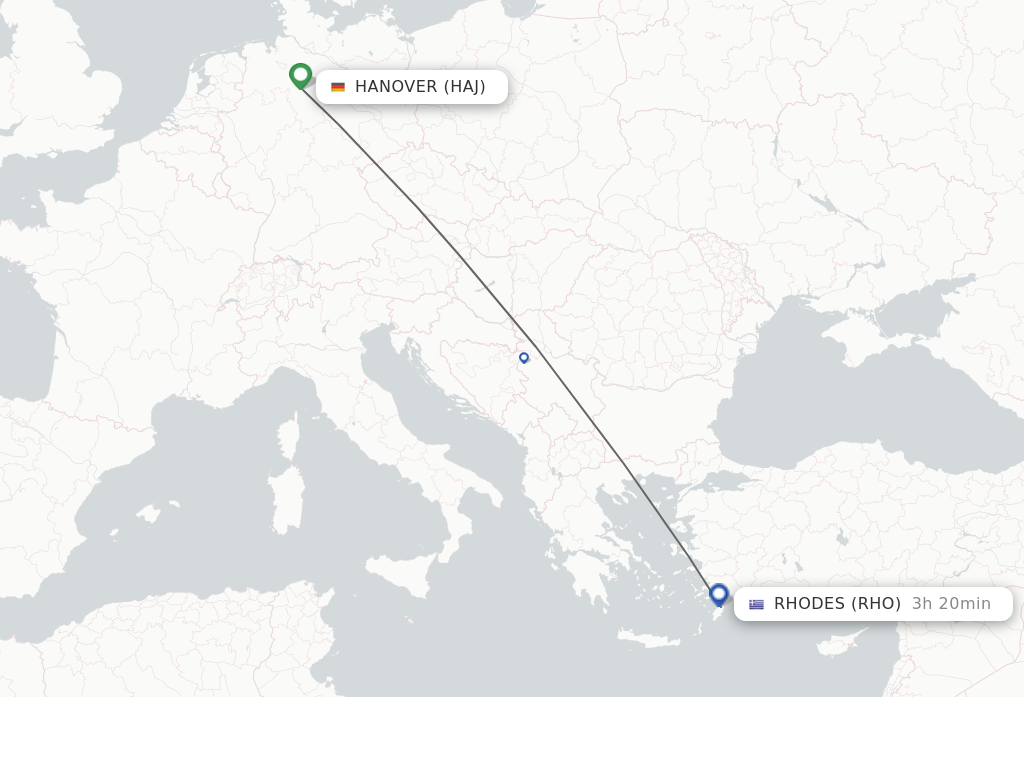 Flights from Hanover to Rhodes route map