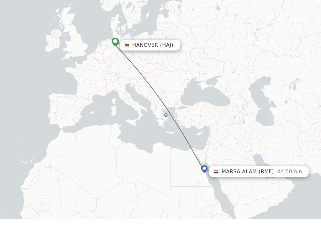 Flights from Hanover to Marsa Alam route map