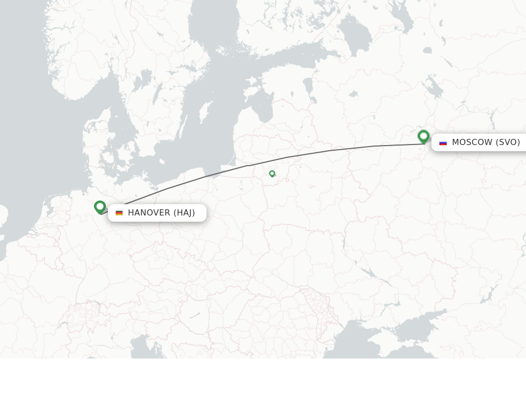 Flights from Moscow to Hanover route map
