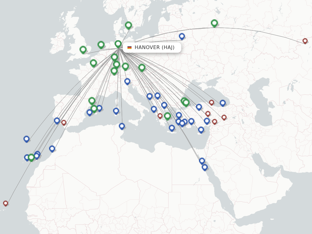 Flights from Hanover to Riga route map