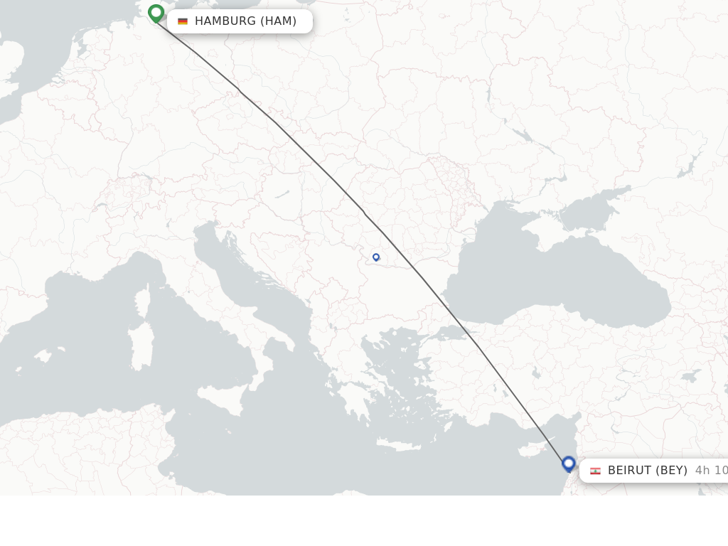 Flights from Hamburg to Beirut route map