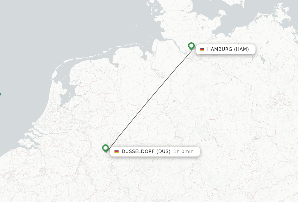 Flights from Hamburg to Dusseldorf route map