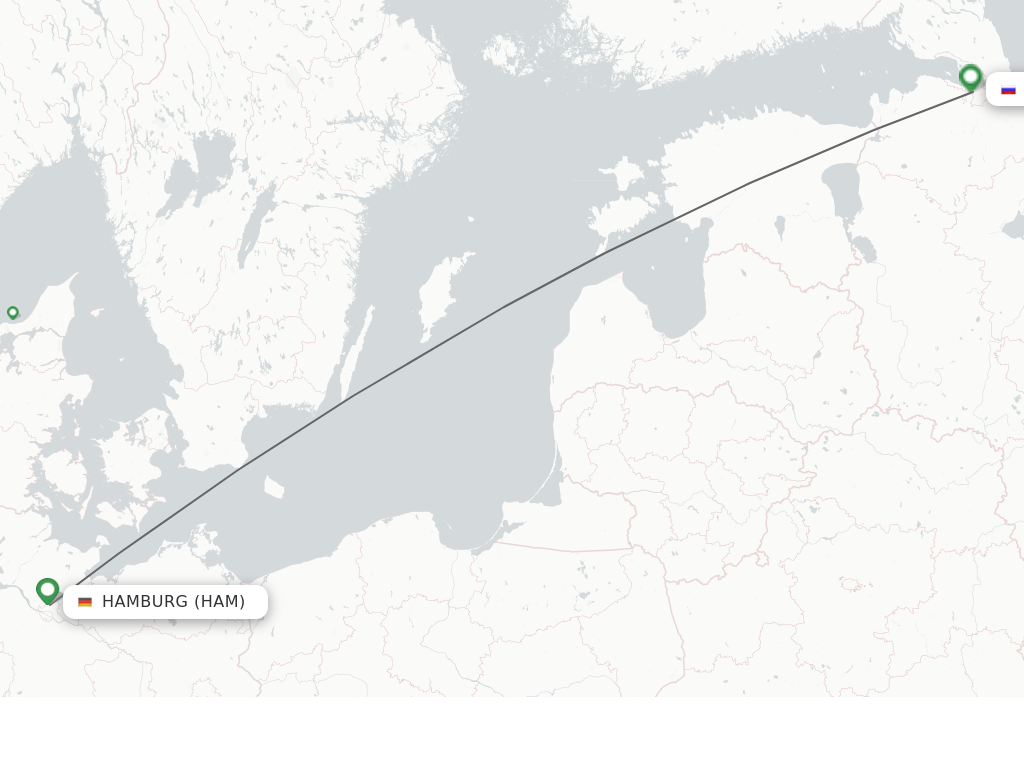 Flights from Saint Petersburg to Hamburg route map