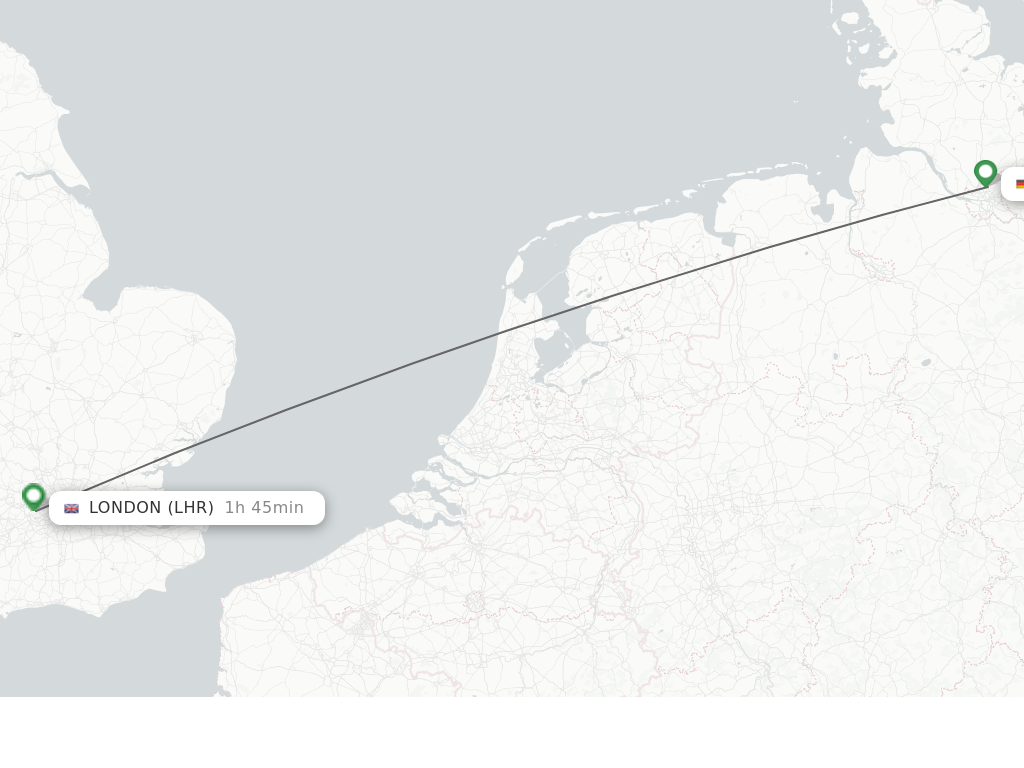 Flights from Hamburg to London route map