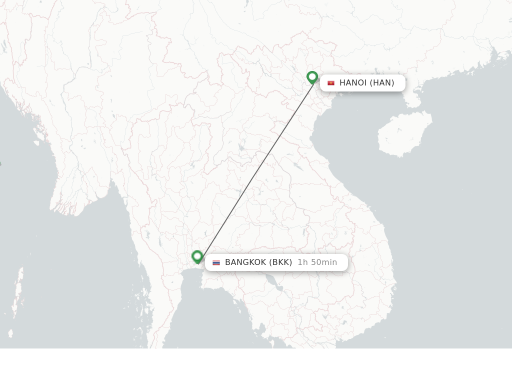 Flights from Hanoi to Bangkok route map