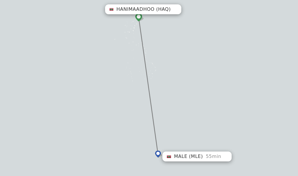 Flights from Hanimaadhoo to Male route map
