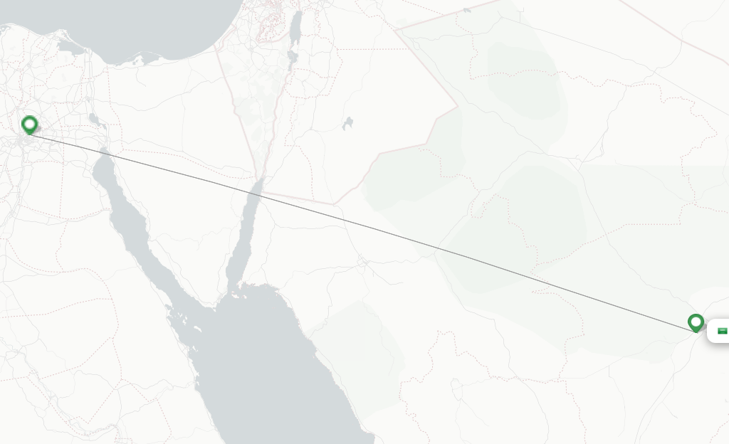 Route map with flights from Hail with Air Arabia Egypt