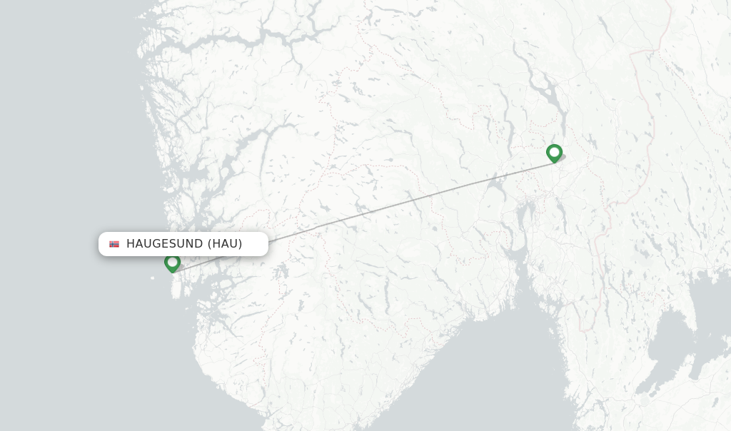 Route map with flights from Haugesund with SAS