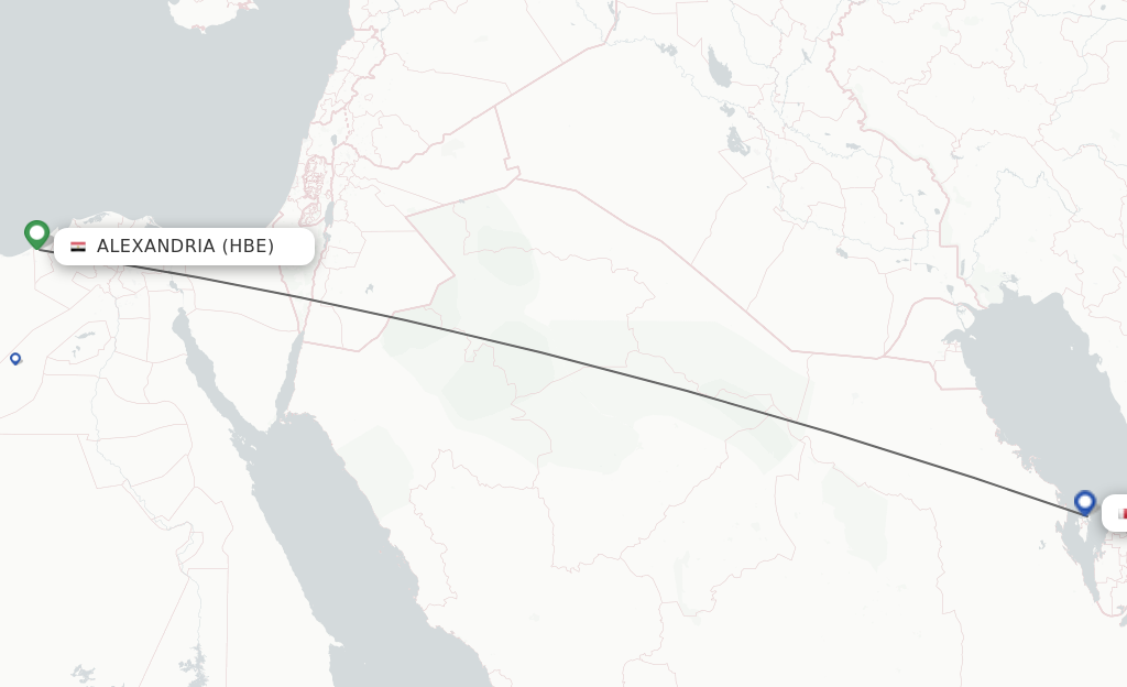 Flights from Bahrain to Alexandria route map