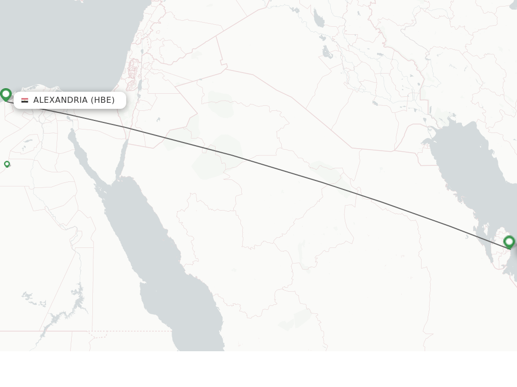 Flights from Alexandria to Doha route map
