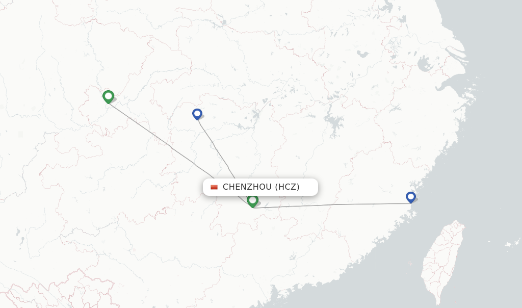 Route map with flights from Chenzhou with Gestair
