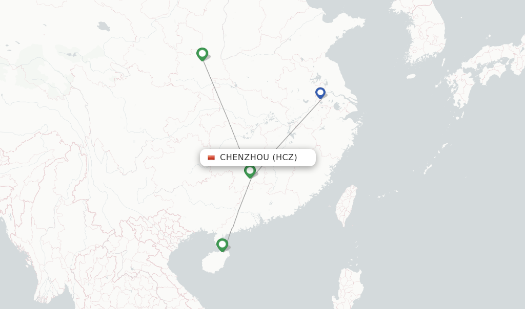 Route map with flights from Chenzhou with Capital Airlines