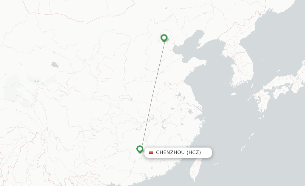 Route map with flights from Chenzhou with China United Airlines