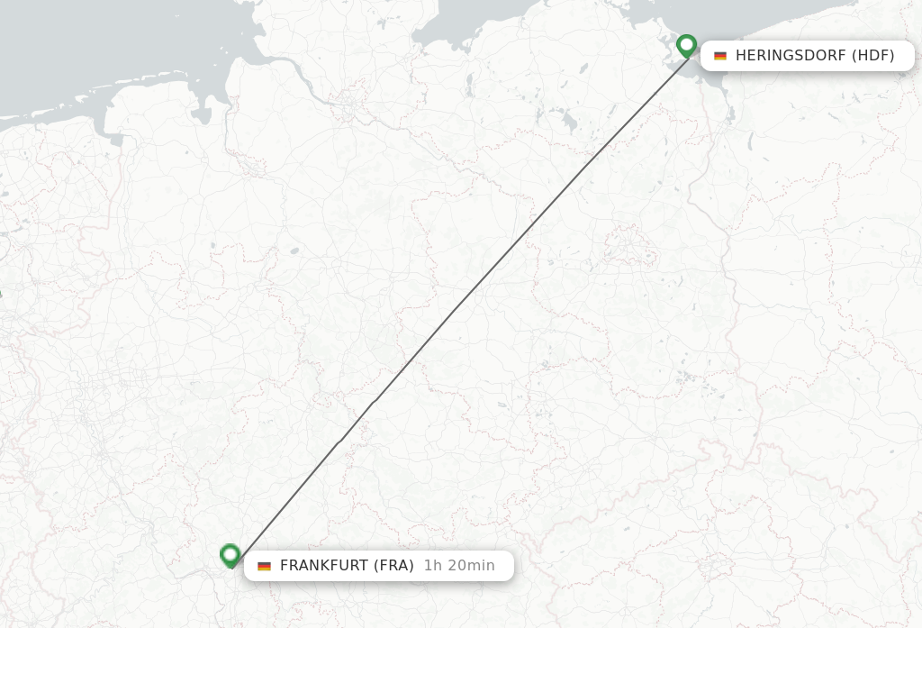 Flights from Heringsdorf to Frankfurt route map