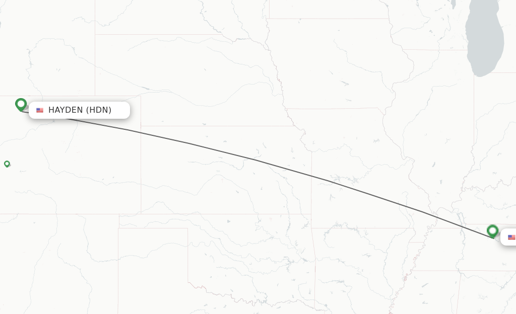 Flights from Hayden to Nashville route map