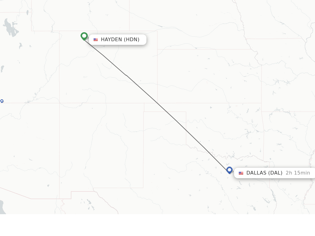 Flights from Hayden to Dallas route map