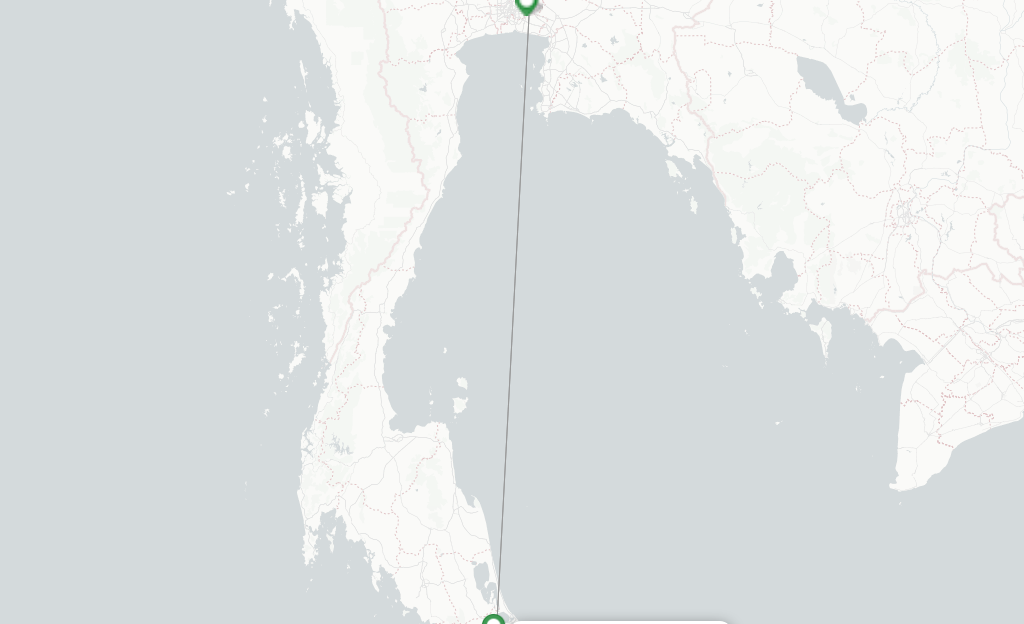 Route map with flights from Hat Yai with Thai Vietjet Air