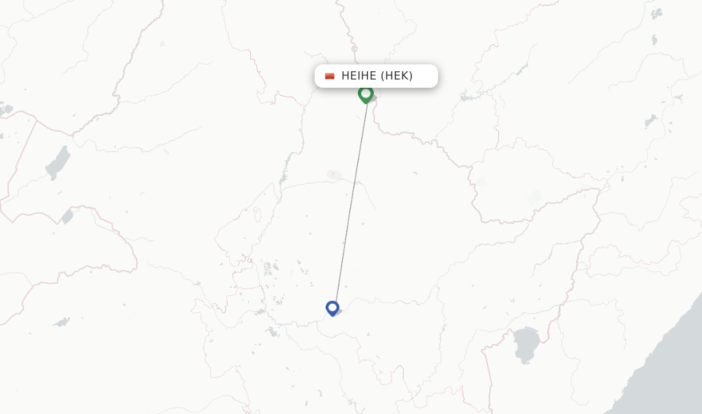 Route map with flights from Heihe with China Eastern