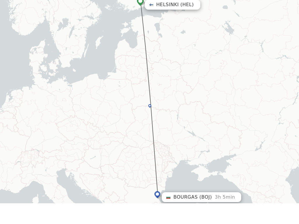 Flights from Helsinki to Burgas route map