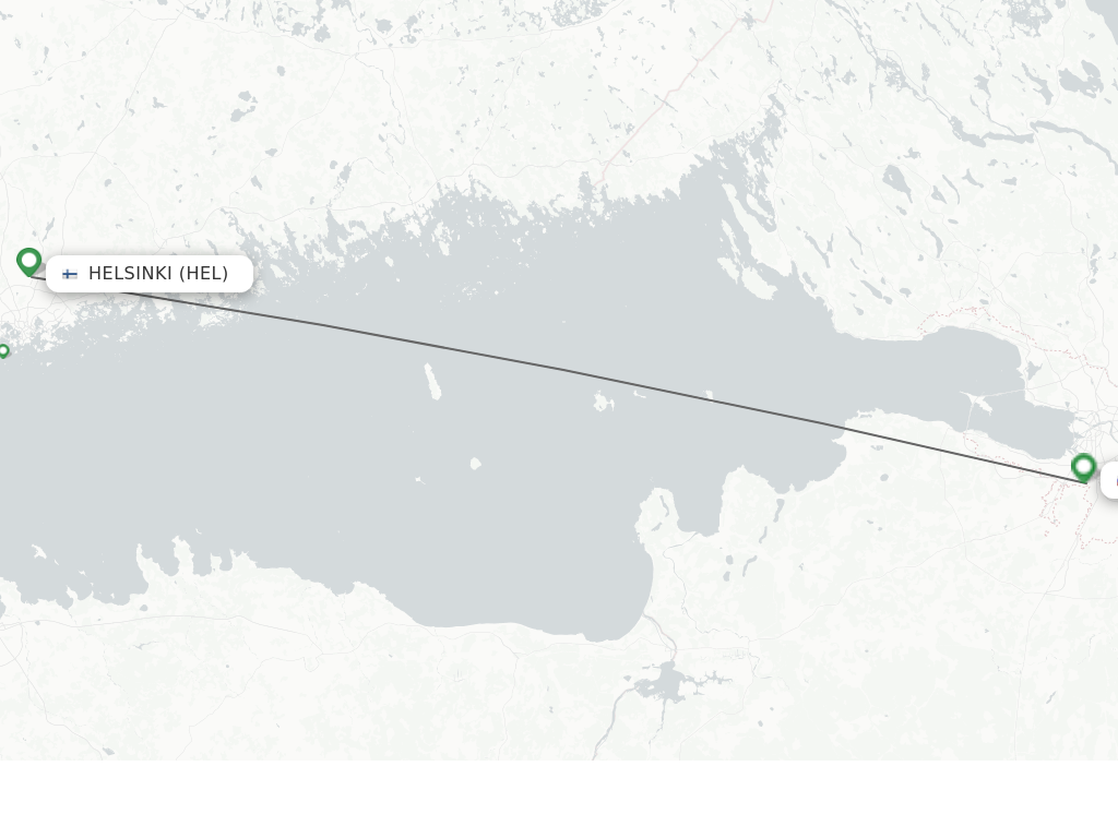 Flights from Helsinki to Saint Petersburg route map